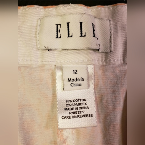 ❤️ Women's Elle Brand Shorts | White/Peach Paisley | Size 12 ❤️ - Picture 4 of 9
